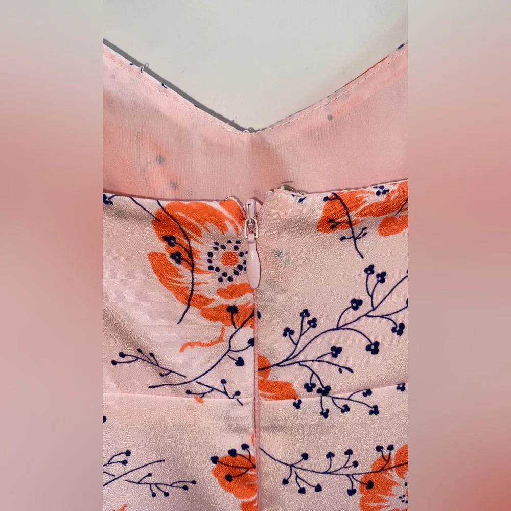 Likely Veosa Floral Midi Dress Rose Size 0 Pink Spaghetti Strap V-Neck - Picture 11 of 13